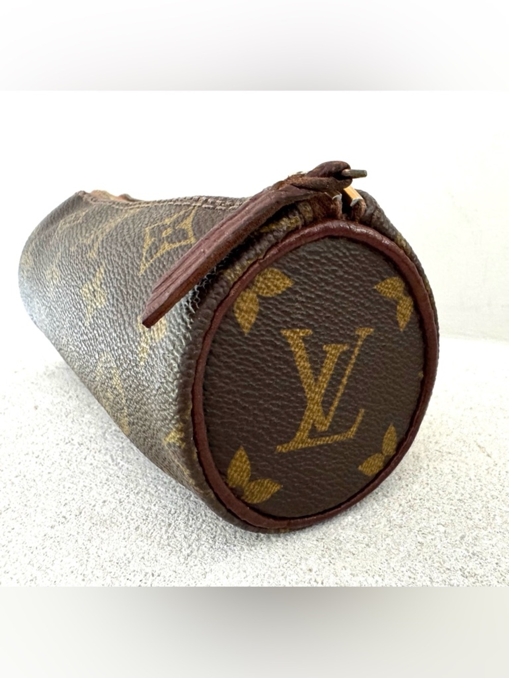 LOUIS VUITTON Monogram Papillon Pouch Leather Lined Vintage - Picture 3 of 7